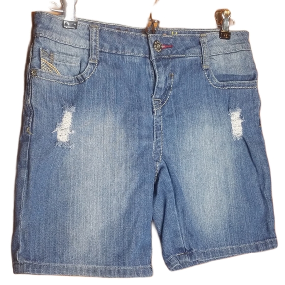 Mudd Distressed Mid Jean Shorts Juniors Size 3 - Picture 1 of 5